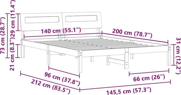 Image du produit vidaXL Plattformbettgestell (140 x 200 cm)