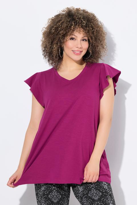 Immagine prodotto Ulla Popken T-shirt dal taglio svasato con volant e scollo a V (42, 44)