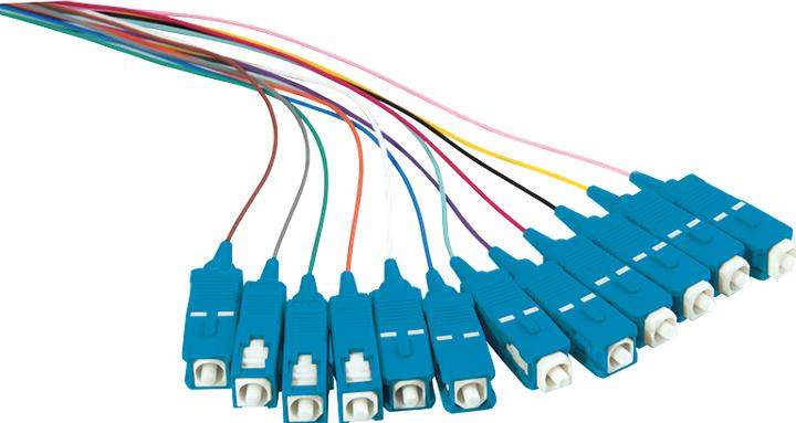 Produktbild LogiLink Farbiger Pigtailsatz 12 x SC, OS2 9/125µ, 2m, Stecker blau (2 m)