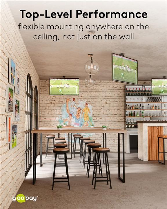 Image du produit Goobay Support TV pour plafond Basic M, noir (Plafond, 20 kg, 23" - 55")