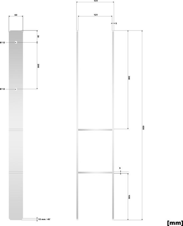 Actual product image XPOtool Post Support Hot-dip Galvanised 121x600mm Carbon Steel Post H-anchor Rack with Boreholes