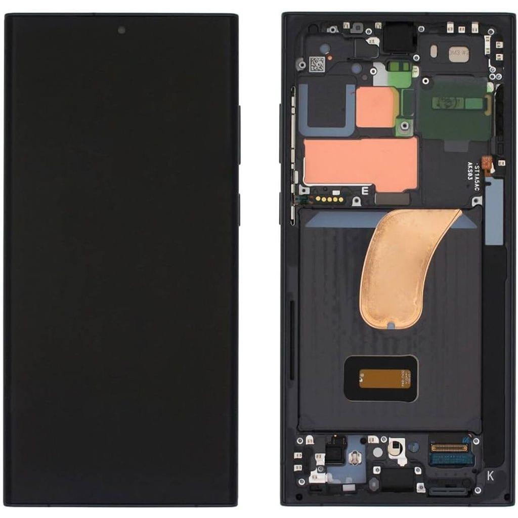 Samsung S23 Ultra Original Display Assembled Frame - Black (Display), Pezzi di ricambio per dispositivi mobili, Nero