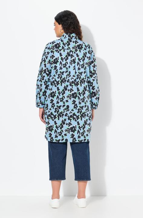Produktbild Ulla Popken Longbluse, Blüten, A-Linie, Hemdkragen, Langarm (50, 52)