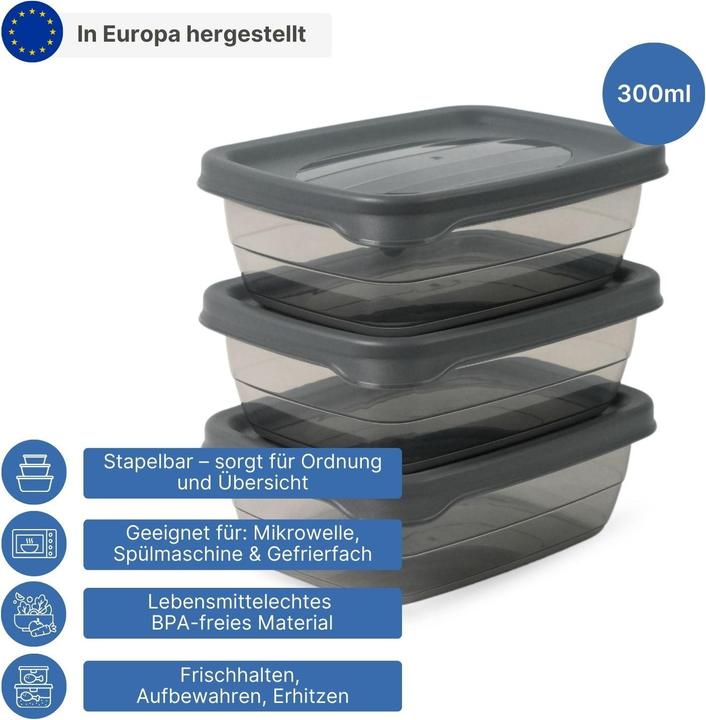 Produktbild Hobby 3er-Set Aufbewahrungsdosen Frischhaltedosen Vorratsdosen Stapeldosen (0.30 l)