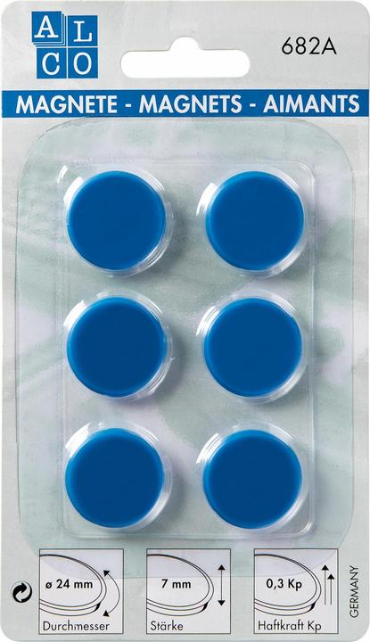 Actual product image Alco Holding magnet metal plastic 24mm TG 300 g blue PU=6 pieces (6x)