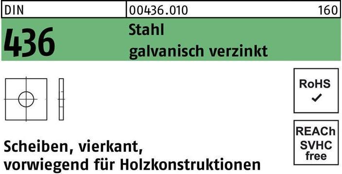 Actual product image Reyher Washer DIN 436 square 33 x 95 x 6 galvanised steel