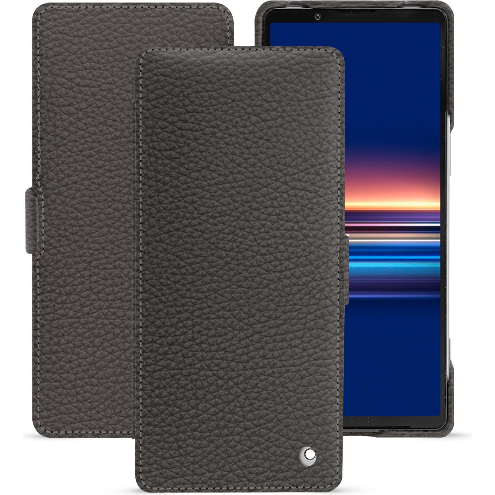 Noreve Lederschutzhülle horizontal (Sony Xperia 5 V), Smartphone Hülle, Grau