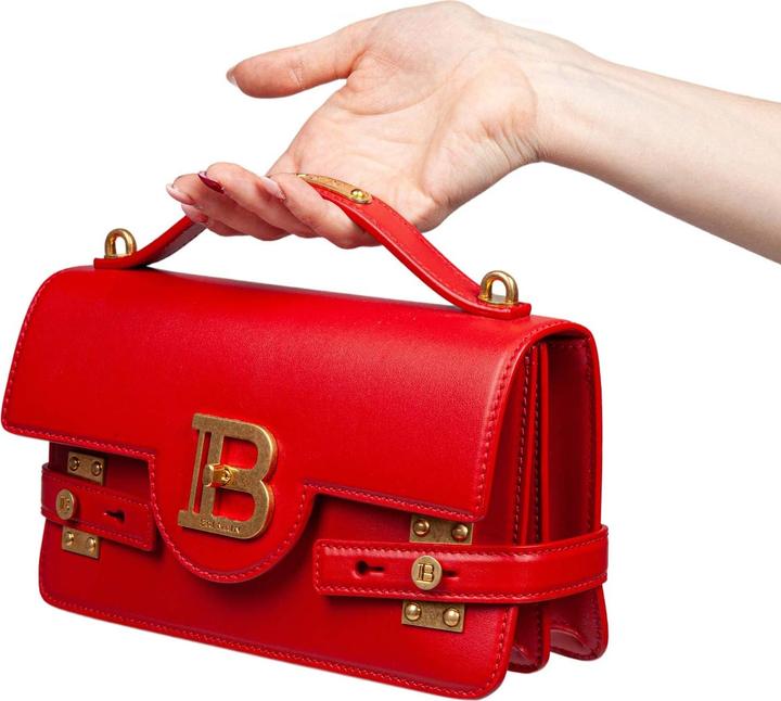 Actual product image Balmain b-buzz red leather handbag
