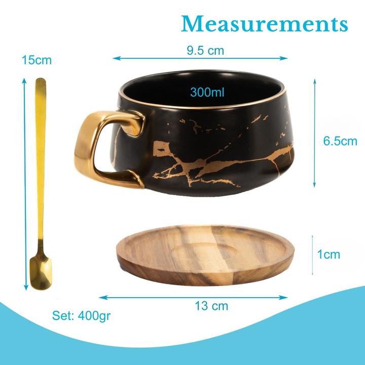 Produktbild Intirilife Teetasse mit Holz Untersetzer (200 ml, 2x)