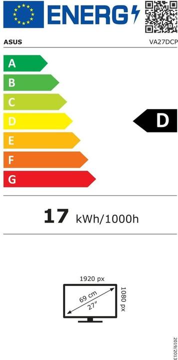 Energy Label ASUS VA27DCP Eye Care 27 inch FHD IPS WLED Flat 75 Hz 250 cd (1920 x 1080 pixels, 27")