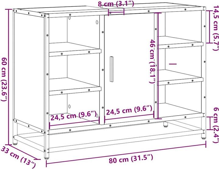 Immagine prodotto vidaXL Waschbeckenunterschrank (80 x 33 x 60 cm)
