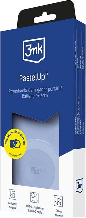 Produktbild 3MK Powerbank PastelUp 10,000mAh 22.5W z Magsafe + ładowanie Apple Watch niebieski (10000 mAh, 22.50 W, 37 Wh)
