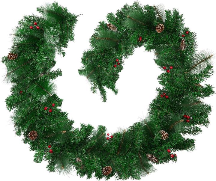 tectake Weihnachtsgirlande naturgetreu mit Tannenzapfen 2,7m