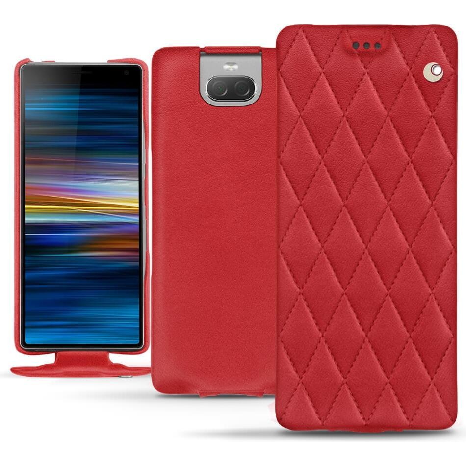 Noreve Lederschutzhülle vertikal (Sony Xperia 10), Smartphone Hülle, Rot