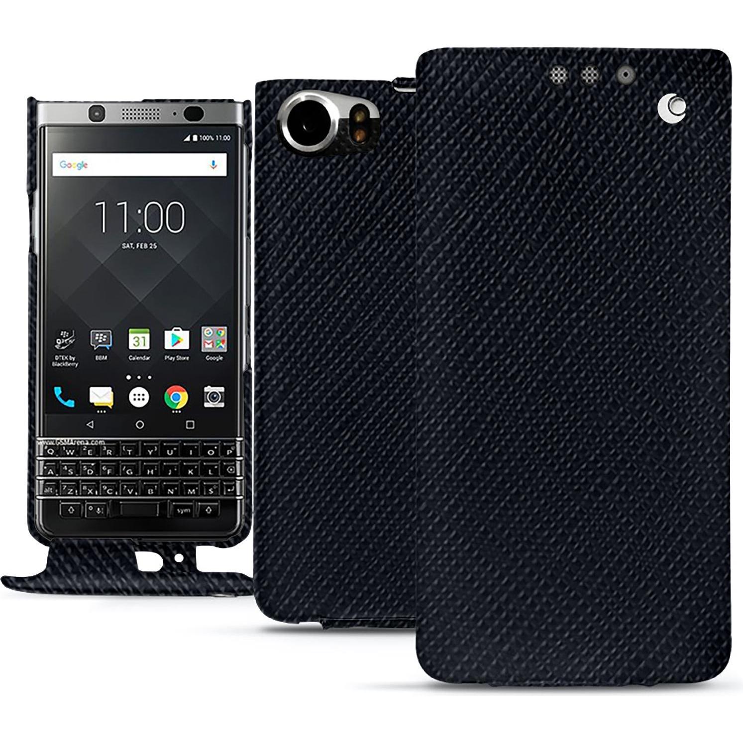Noreve Lederschutzhülle vertikal (Blackberry KEYone), Smartphone Hülle, Schwarz