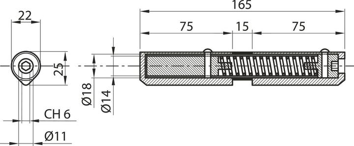 Produktbild Ibfm Federband, Bandhöhe 165mm, ø 22 mm, Stahl blank mit Messingring