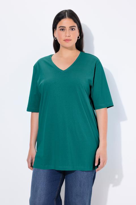 Produktbild Ulla Popken T-Shirt, Basic, Relaxed Fit, V-Ausschnitt, Halbarm (60)