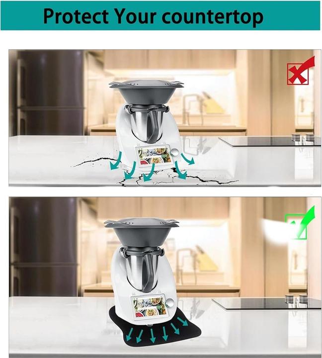 Produktbild König Design Gleitbrett Gleiter für Thermomix TM6 TM5 Gleitpad Zubehör Tropfmatte Schwarz Neu