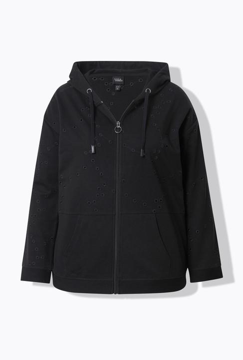 Produktbild Ulla Popken Sweatjacke, Lochstickerei, Oversized, Langarm (50, 52)