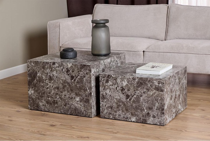 Produktbild AC Design Dice Couchtisch Travertin-Rohpapier (58 x 58 x 40 cm)