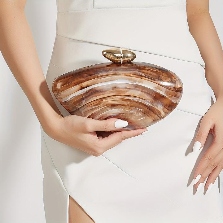 Immagine prodotto Only-Bags.Store Elegante borsa in marmo con chiusura magnetica e catena staccabile - borsa da sera di ispirazione
