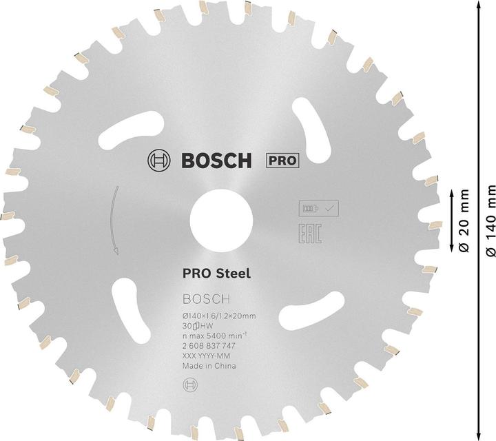 Produktbild Bosch Professional Zubehör PRO Steel cordless Kreissägeblatt, 140 x 1,6 x 20 mm