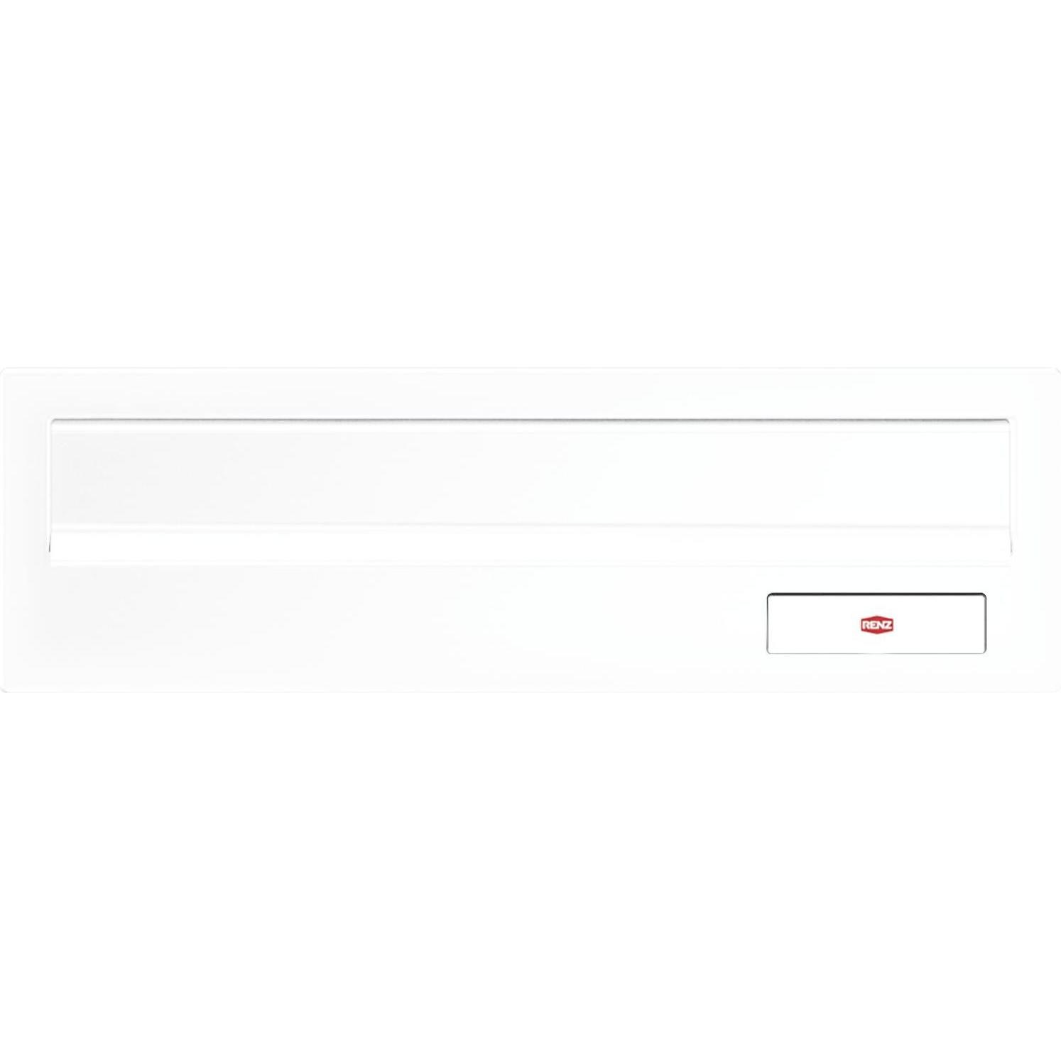 Renz, Briefkasten, Frontplatte kombinierbar, eckig, 300 x 110 mm, Stahl weiss RAL 9016