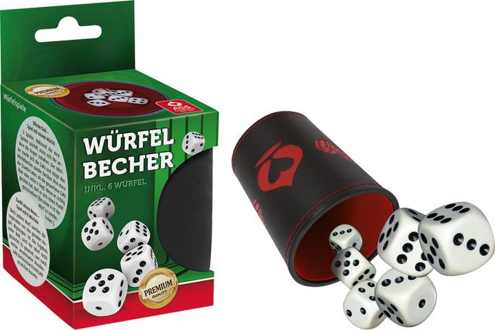 Produktbild ASS Altenburg 22506645 - Premium Würfelbecher mit 6 Würfeln in Faltschachtel, ab 4 Jahren