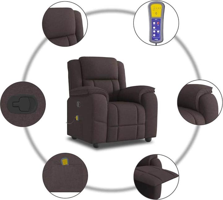 Immagine prodotto vidaXL Poltrona massaggiante in tessuto marrone scuro Poltrona massaggiante TV