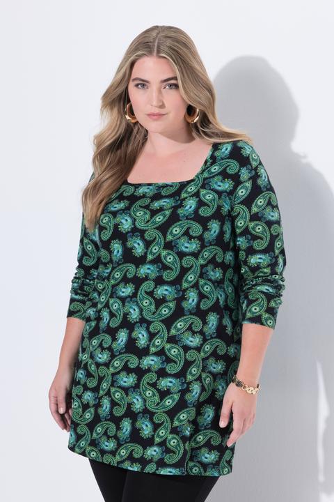 Produktbild Ulla Popken Longshirt, Paisley, A-Linie, Carré-Ausschnitt, Langarm (50, 52)