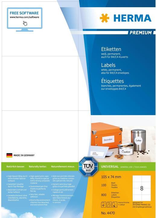 Actual product image HERMA Universal labels A4