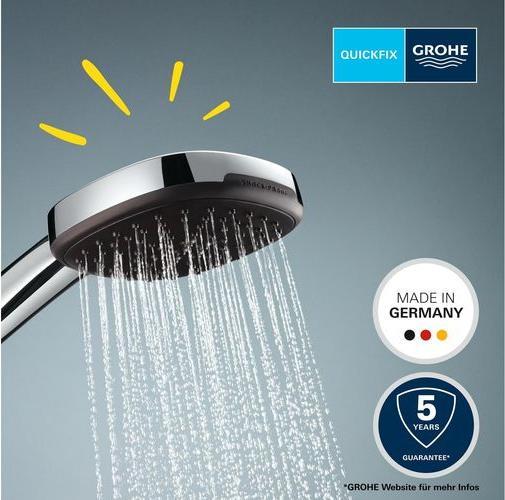 Produktbild Grohe Vitalio Comfort 110 QuickFix Handbrause, intelligente Strahlumstellung, wassersparend, 3 Strahlarten (3 Strahlarten, 7.40 l/min)