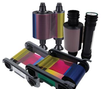 Actual product image Evolis YMCKO Colour Ribbon - 300 (Black, Turquoise, Violet, Yellow)