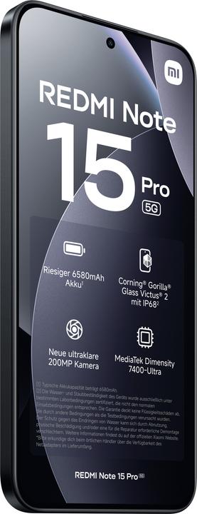 Produktbild Xiaomi Redmi Note 15 Pro (256 GB, Black, Schwarz, 6.83", Dual SIM, 5G)