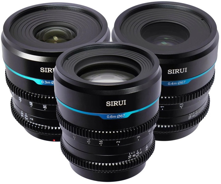 Actual product image Sirui Nightwalker 24 35+55mm T1.2 S35 MF Cine Lens Bundle X-Mount (Fujifilm X, APS-C / DX, full size)