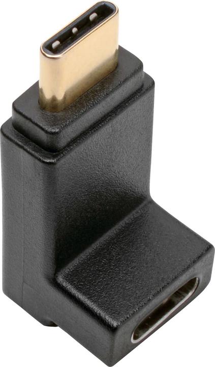 Actual product image Eaton TRIPPLITE USB-C Right Angle Adapter M/F 3.1 Gen 2 10Gbps Thunderbolt 3 Compatible 3A Rating (USB, USB-C)
