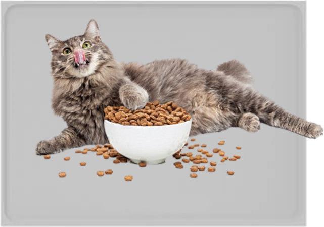 Actual product image Hermex Silicone Food Bowl Mat Floor Protector Dog Food Mat Grey