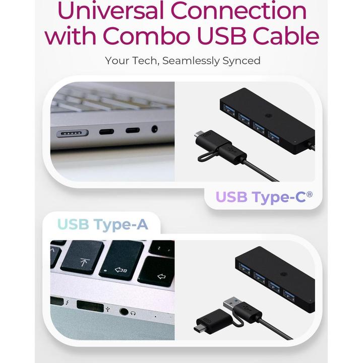 Actual product image Icy Box Compact multiport docking station, high-speed USB hub, IB-HUB1424-C3 (USB-C, USB-A, 4 ports)