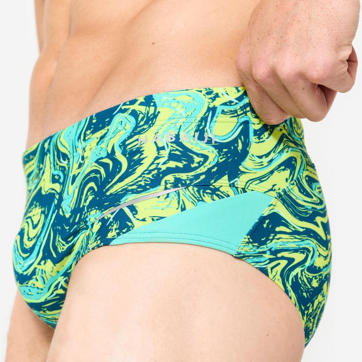 Immagine prodotto Nabaiji Badehose Slip Herren Kastenform - 900 Print gelb/grün (42)