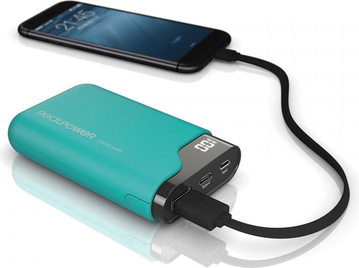 Actual product image RealPower PB-7500C Powerbank USB-C In/Out, Micro USB In, USB Out and... (7500 mAh, 27 Wh)