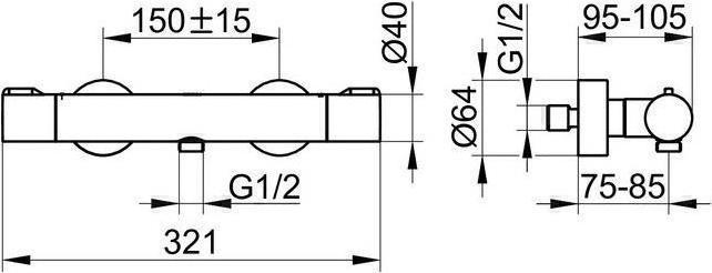 Produktbild Keuco Thermostat-Brausemischer PLAN BLUE AP Aluminium-finish