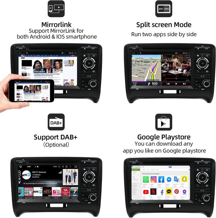 Actual product image Joyx Navi Android 10 Doppel-Din Autoradio für Audi TT (2006-2011) (Android car, Apple Carplay, MirrorLink)