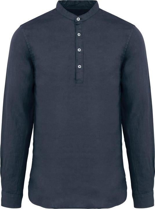 Spasso Gestrickte Leinenhemd mit Mao-Kragen