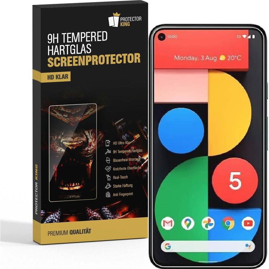 Protectorking 3x echtes Tempered 9H Panzerhartglas 3D KLAR (3 Stück, Google Pixel 5 XL), Smartphone Schutzfolie