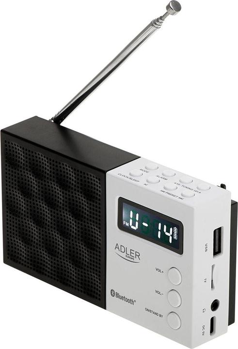 Adler Interactive solution | Digital Radio - PLL AM/FM | AD 1908 | Alarm function | White/Black (FM, Bluetooth)