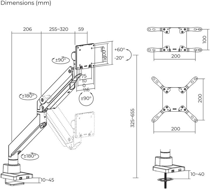 Produktbild Oplite MT57 Monitor Arm (57")