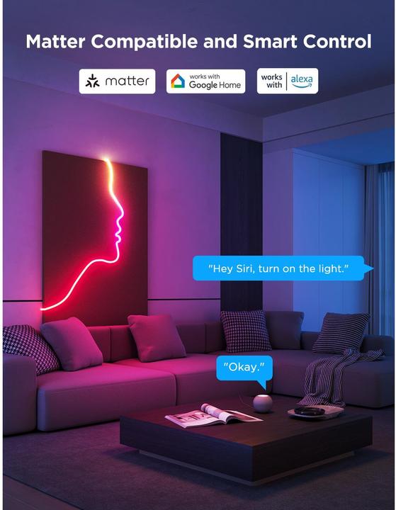 Actual product image Govee 5M Neon Preinstalled Strip Light in crisp white (Multicoloured, 500 cm, Indoor, Outdoor)