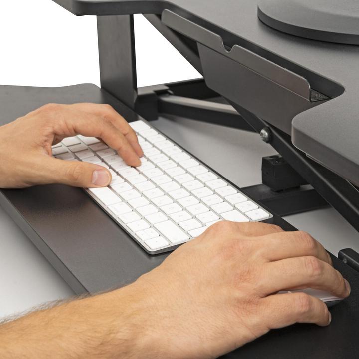 Actual product image Stier Standing desk converter with hydraulic height adjustment