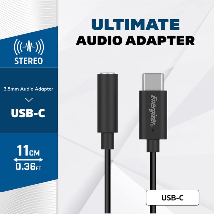 Image du produit Energizer Adaptateur audio 3.5mm Jack vers USB-C - 11cm (Jack 3.5mm, USB Type C)