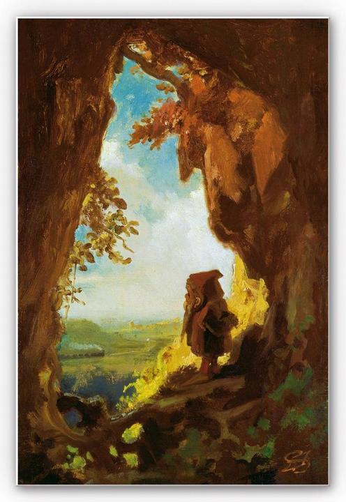 Produktbild Trenddeko Spitzweg - Gnom, Eisenbahn betrachtend (40 x 60 cm)